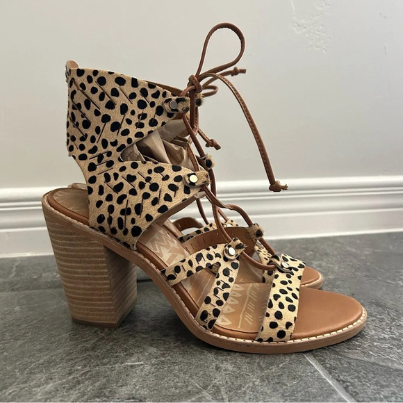 Dolce Vita Shoes - Dolce Vita Luci Leopard Print Calf Hair Block Heels Size 8.5 Boho Resortwear